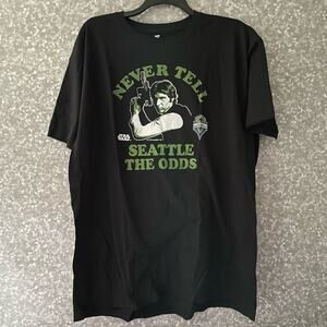Fanatics NWT Black Star Wars MLS Seattle Sounders T-Shirt - Size 2XL - Han Solo